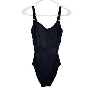 Panache Isobel One Piece Swimsuit Black 30FF Adjustable Straps VGUC